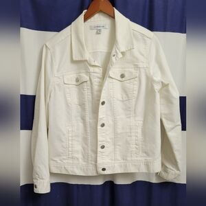 Croft & Barrow White Stretch Denim Jacket | Classic Jean Jacket | Size Large